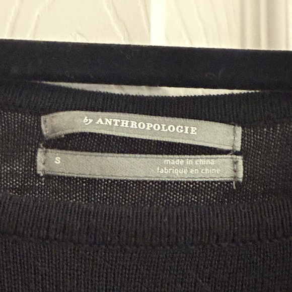 Anthropologie Black Jamie Ribbed Open Cold Shoulder Long Sleeve Knit Sweater S - Picture 7 of 8